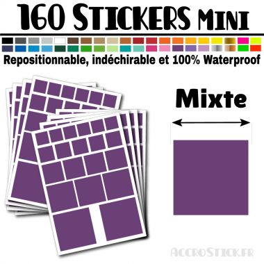 160 Carrés Mixtes - Stickers mini gommettes