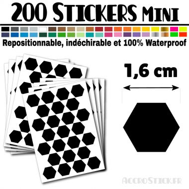 200 Hexagones de 1,6 cm - Stickers mini gommettes