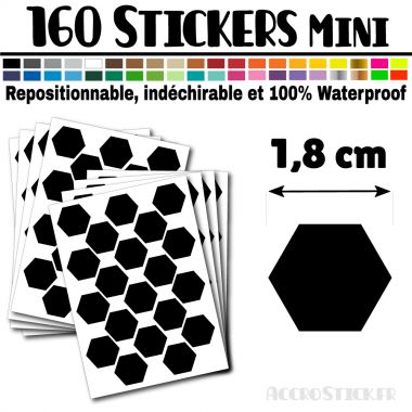 160 Hexagones 1,8 cm - Stickers mini gommettes