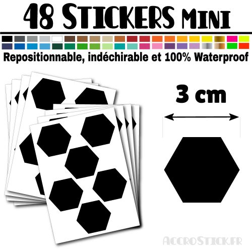 48 Hexagones 3 cm - Stickers mini gommettes