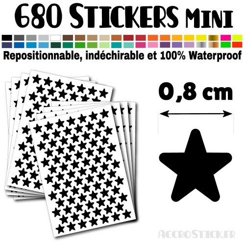 680 Etoiles 0,8 cm - Stickers mini gommettes