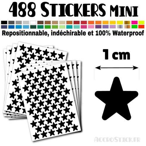 488 Etoiles 1 cm - Stickers mini gommettes
