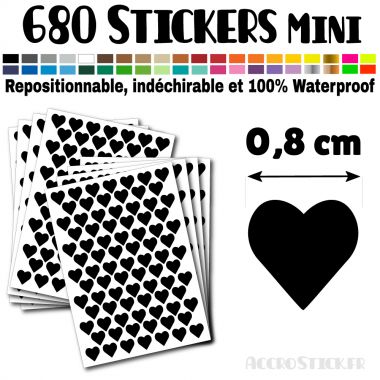680 Coeurs 0,8 cm - Stickers mini gommettes
