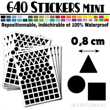 640 Formes Mixtes de 0,8 cm - Stickers mini gommettes