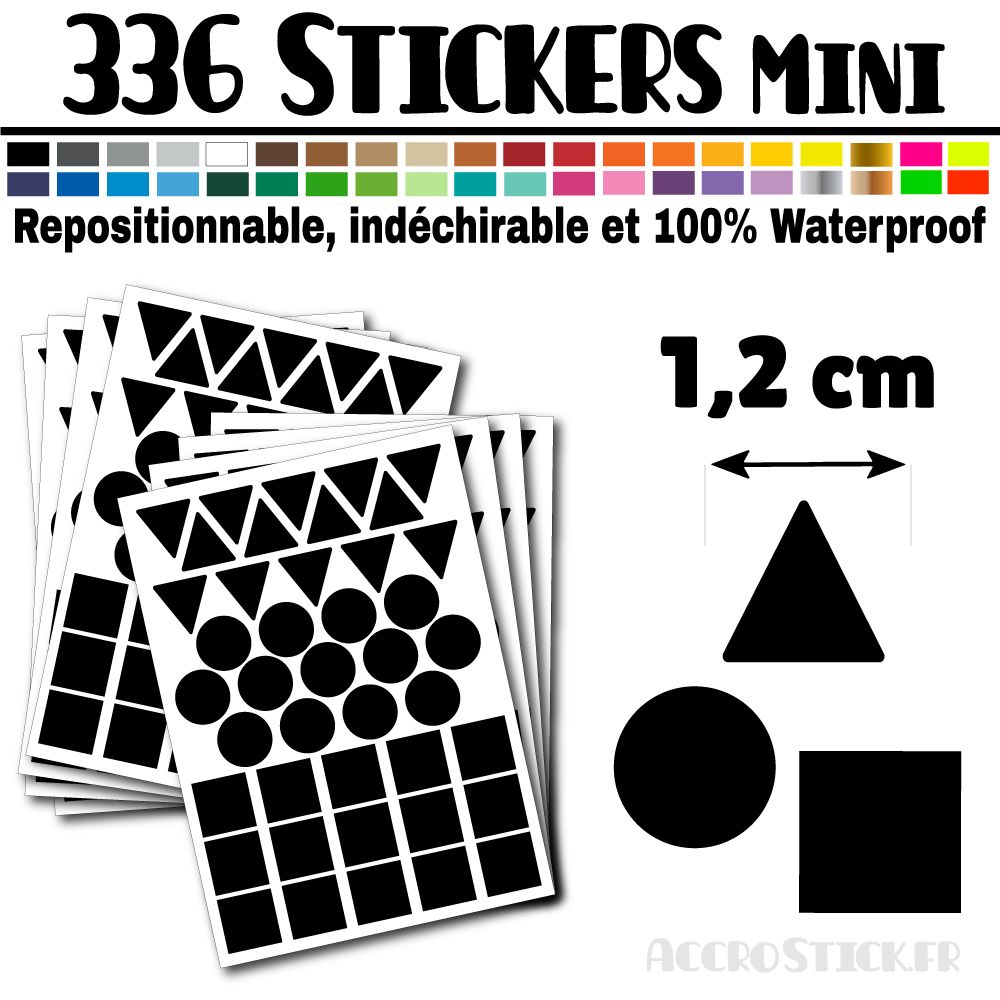 336 Formes Mixtes de 1,2 cm - Stickers mini gommettes
