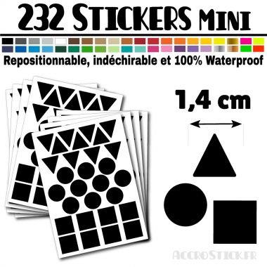 232 Formes Mixtes de 1,4 cm - Stickers mini gommettes