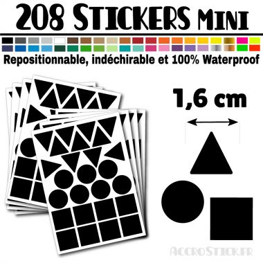 208 Formes Mixtes de 1,6 cm - Stickers mini gommettes