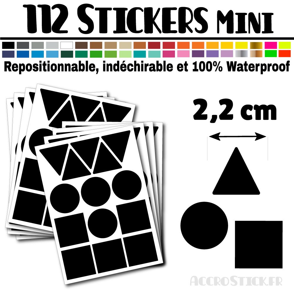 112 Formes Mixtes de 2,2 cm - Stickers mini gommettes