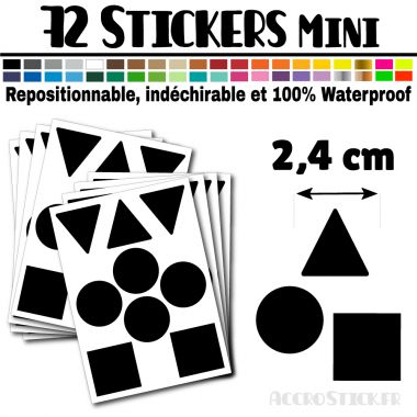 72 Formes Mixtes de 2,4 cm - Stickers mini gommettes