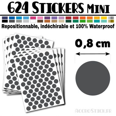 624 Ronds 0,8 cm - Stickers mini gommettes