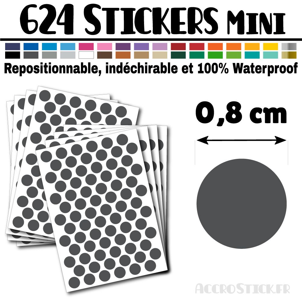 624 Ronds 0,8 cm - Stickers mini gommettes 624 Ronds 0,8 cm - Stickers mini gommettes