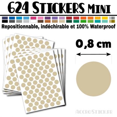 624 Ronds 0,8 cm - Stickers mini gommettes