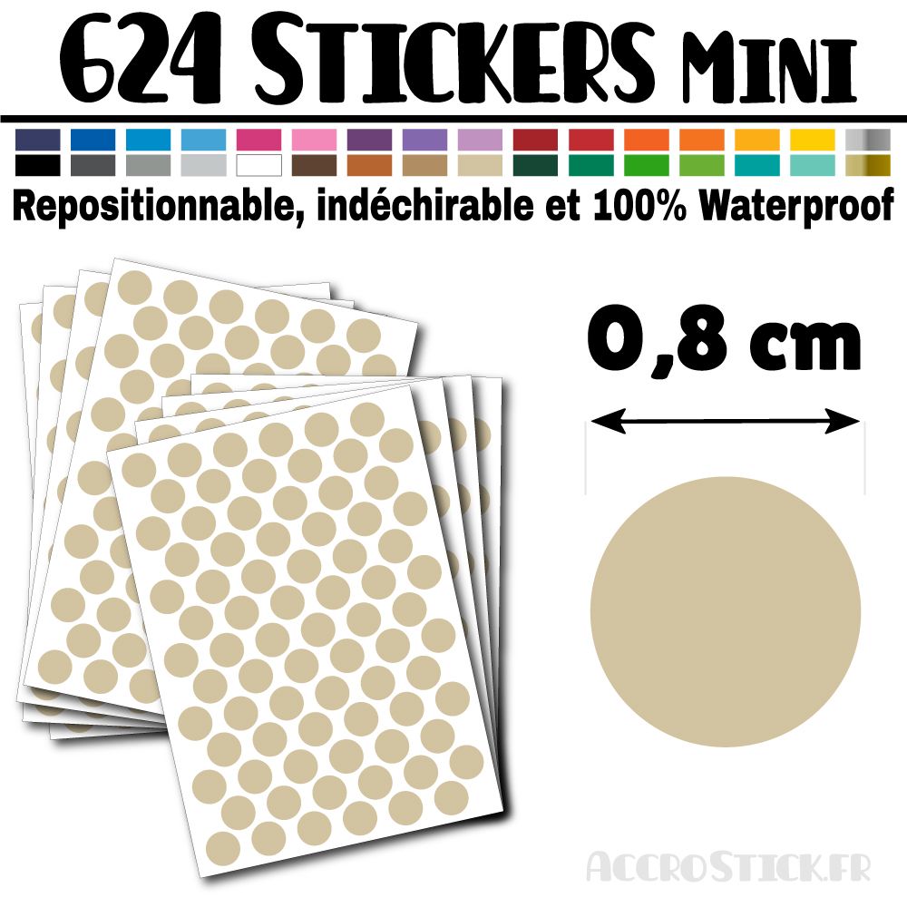 624 Ronds 0,8 cm - Stickers mini gommettes 624 Ronds 0,8 cm - Stickers mini gommettes
