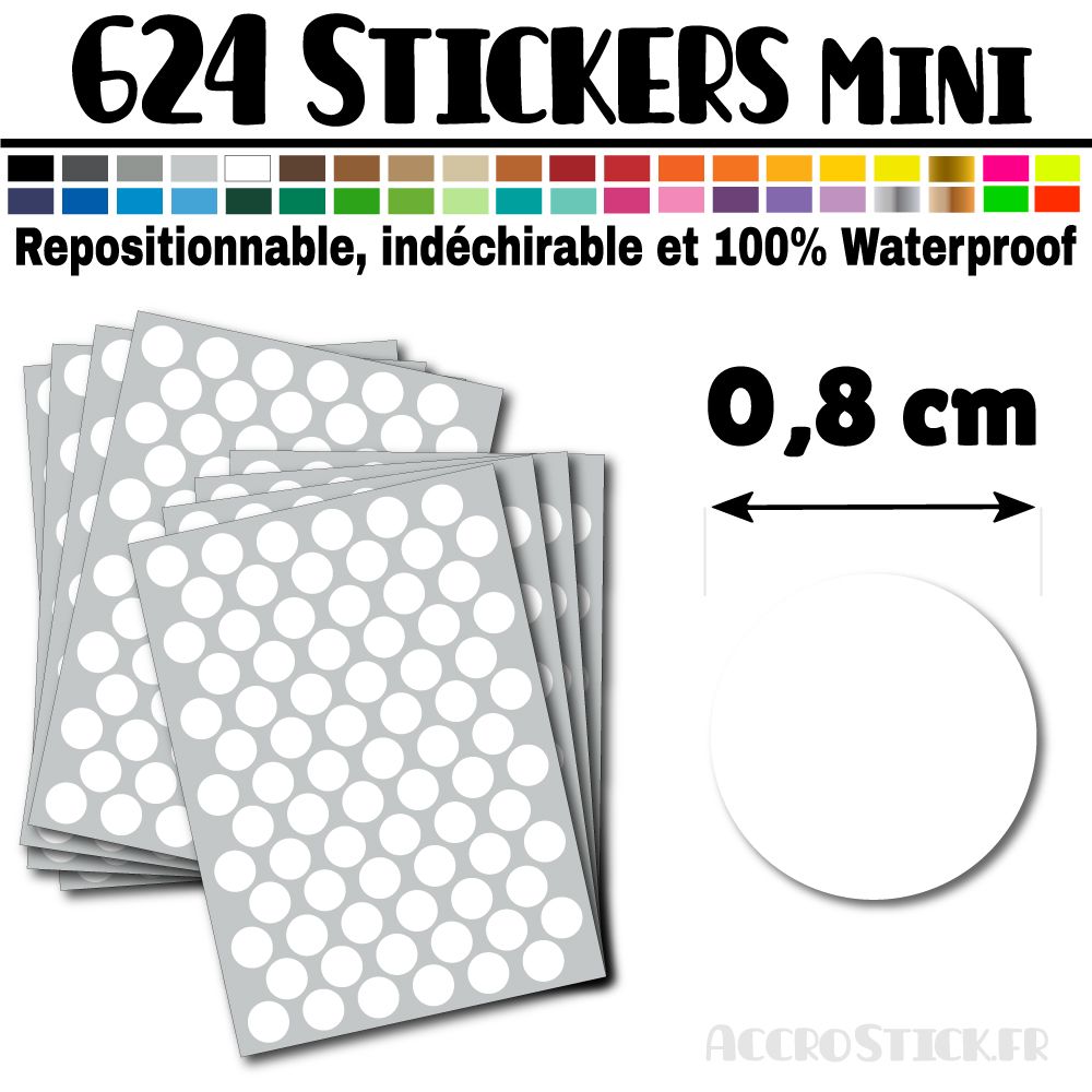 624 Ronds 0,8 cm - Stickers mini gommettes 624 Ronds 0,8 cm - Stickers mini gommettes