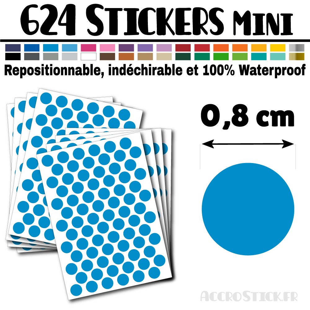 624 Ronds 0,8 cm - Stickers mini gommettes 624 Ronds 0,8 cm - Stickers mini gommettes