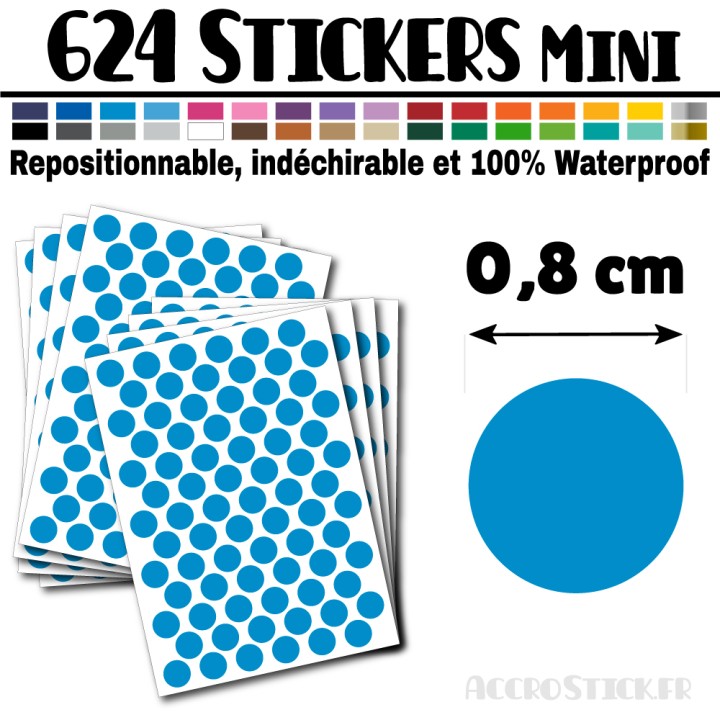 624 Ronds 0,8 cm - Stickers mini gommettes