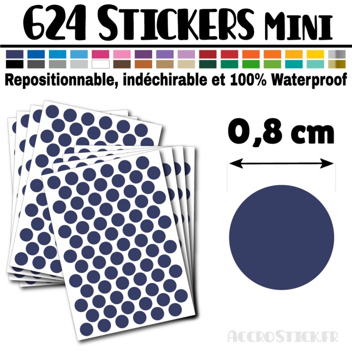 624 Ronds 0,8 cm - Stickers mini gommettes