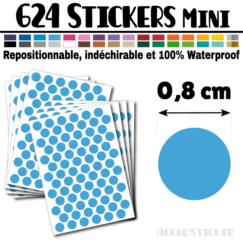 624 Ronds 0,8 cm - Stickers mini gommettes 624 Ronds 0,8 cm - Stickers mini gommettes