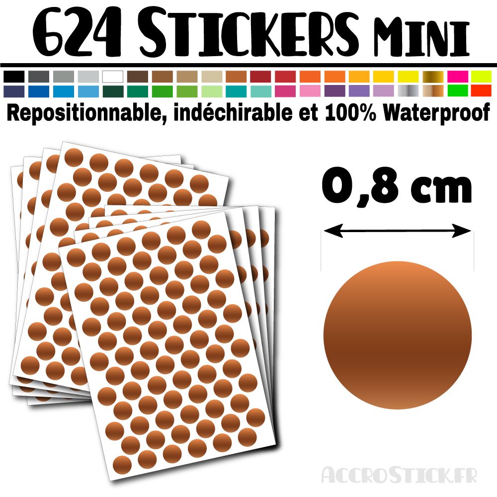 624 Ronds 0,8 cm - Stickers mini gommettes 624 Ronds 0,8 cm - Stickers mini gommettes