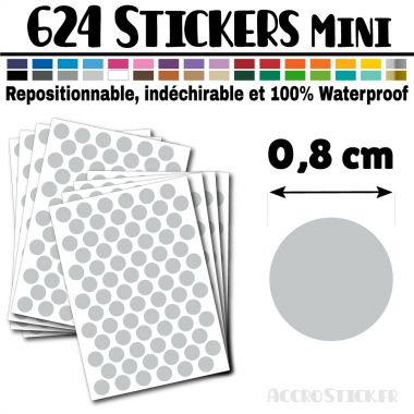 624 Ronds 0,8 cm - Stickers mini gommettes