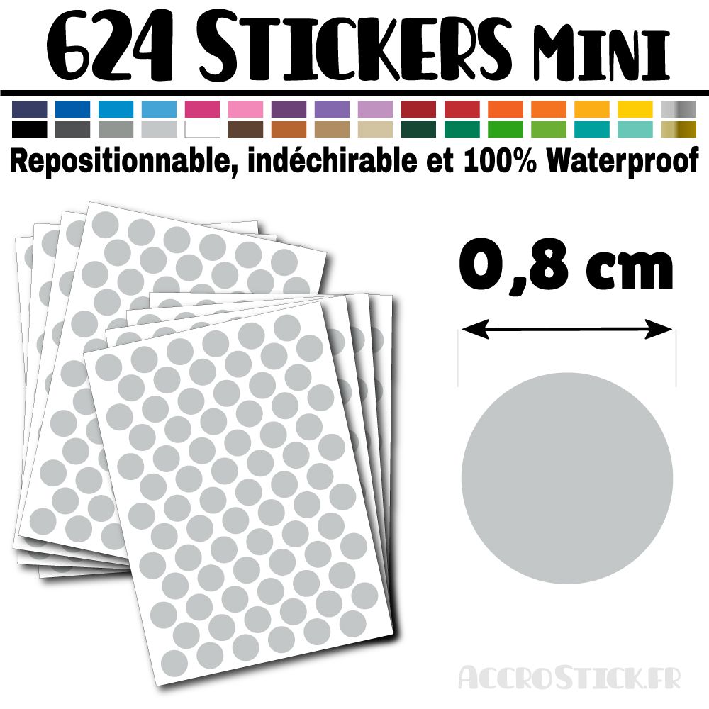 624 Ronds 0,8 cm - Stickers mini gommettes 624 Ronds 0,8 cm - Stickers mini gommettes