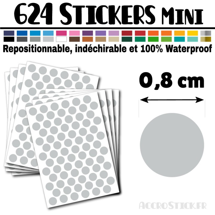 624 Ronds 0,8 cm - Stickers mini gommettes