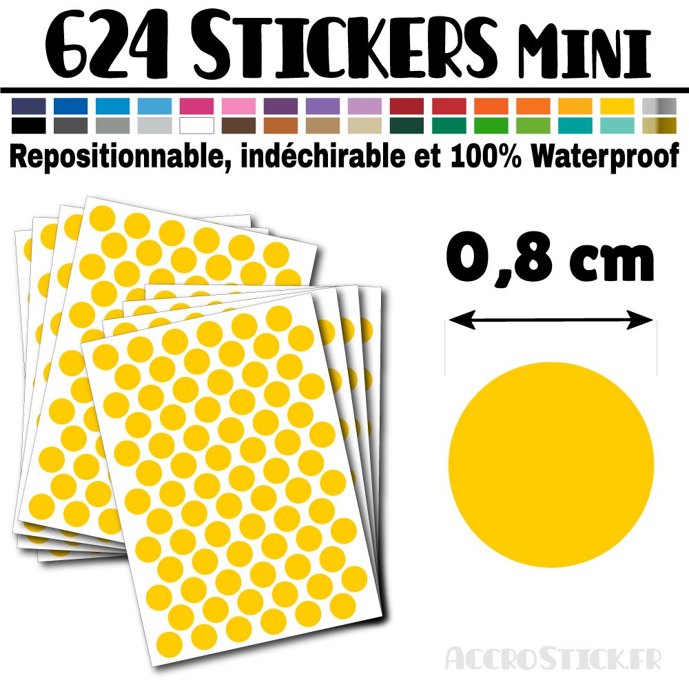 624 Ronds 0,8 cm - Stickers mini gommettes 624 Ronds 0,8 cm - Stickers mini gommettes