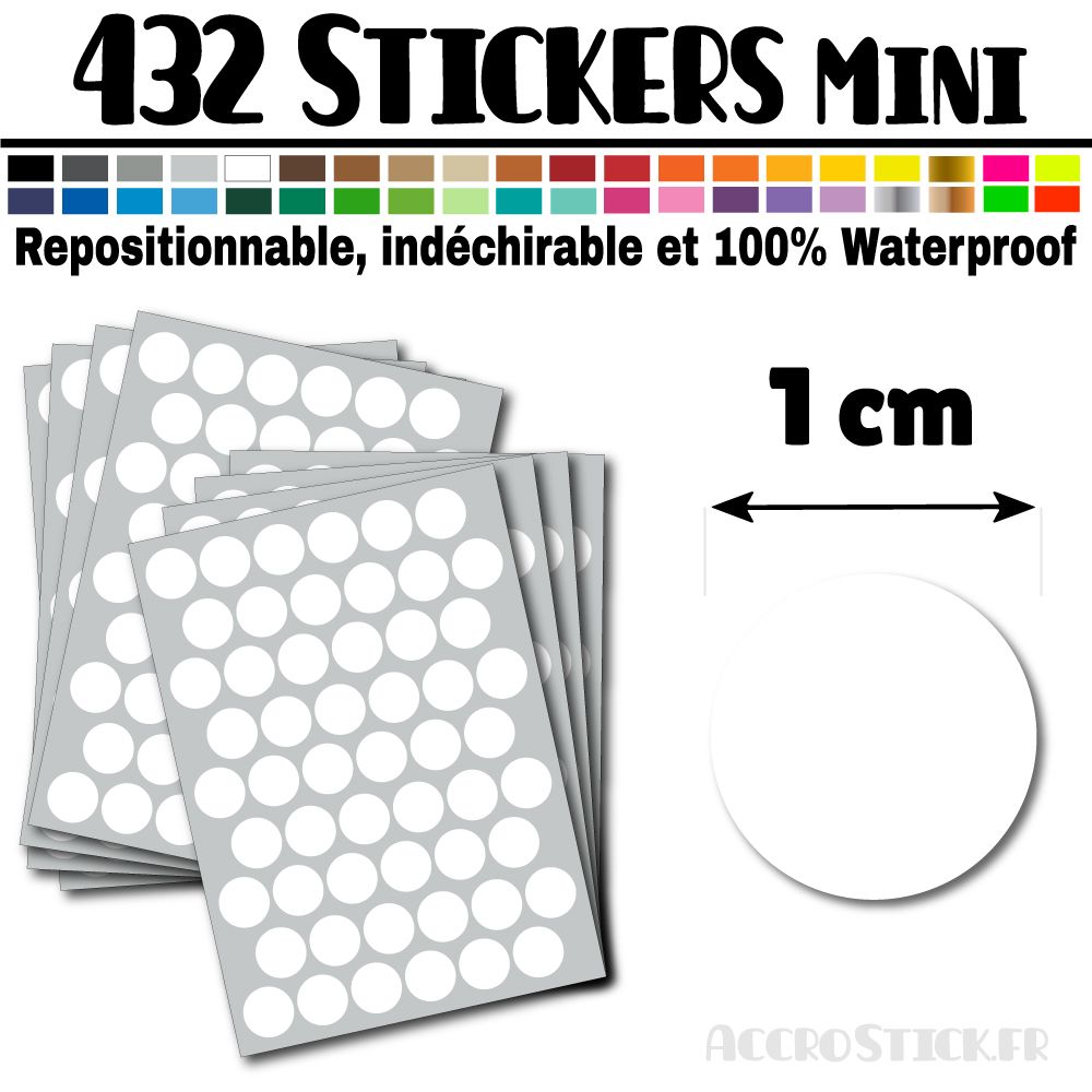 432 Ronds 1 cm - Stickers mini gommettes 432 Ronds 1 cm - Stickers mini gommettes