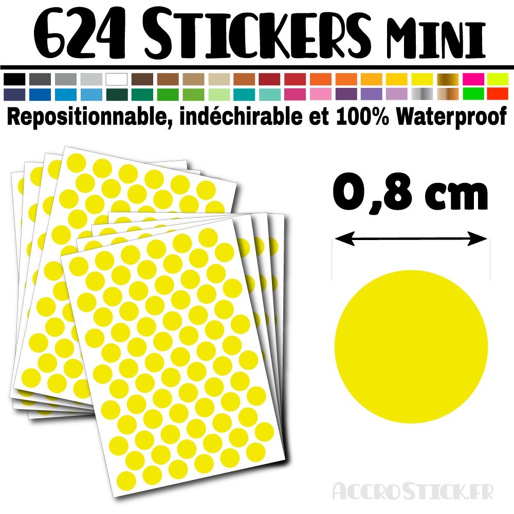 624 Ronds 0,8 cm - Stickers mini gommettes 624 Ronds 0,8 cm - Stickers mini gommettes