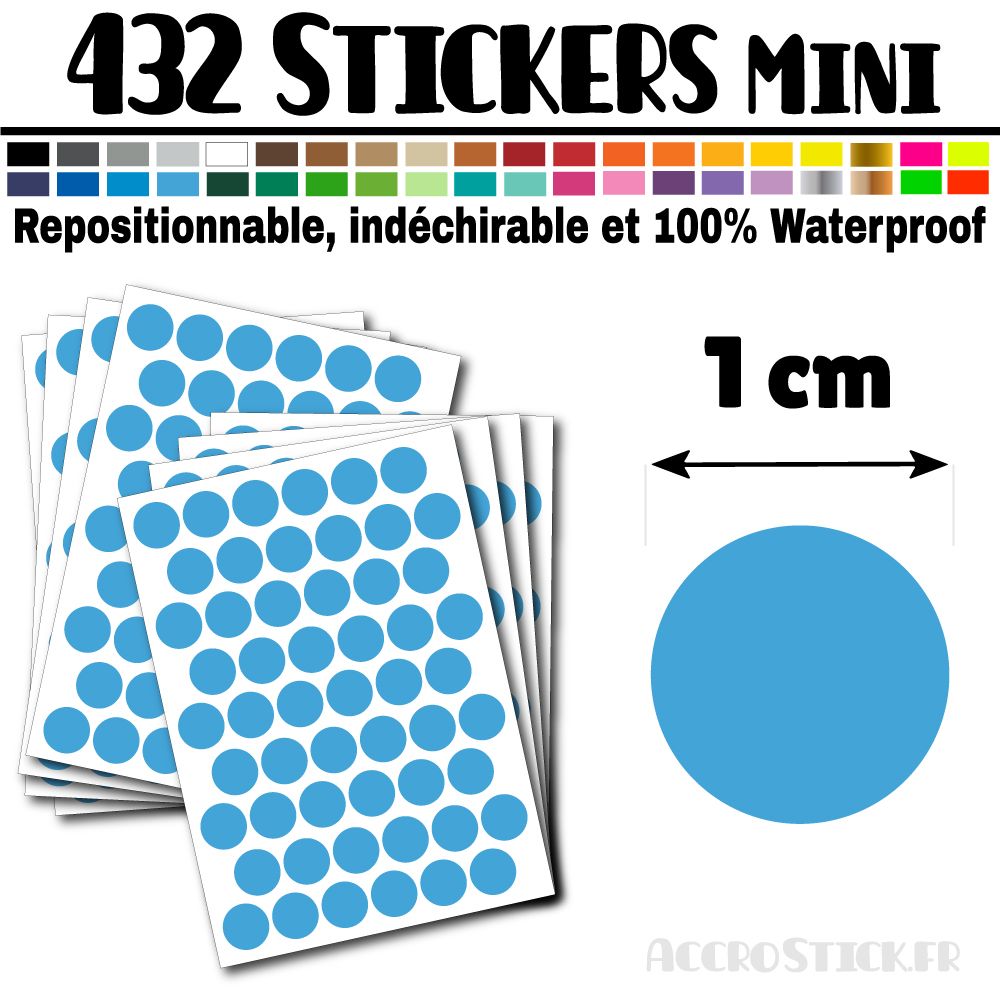 432 Ronds 1 cm - Stickers mini gommettes 432 Ronds 1 cm - Stickers mini gommettes