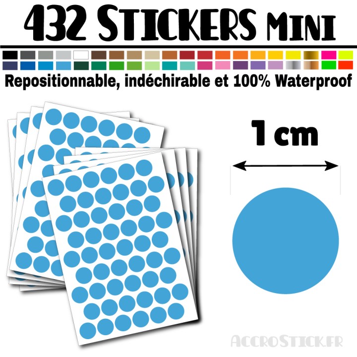 432 Ronds 1 cm - Stickers mini gommettes