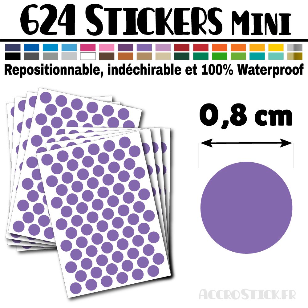 624 Ronds 0,8 cm - Stickers mini gommettes 624 Ronds 0,8 cm - Stickers mini gommettes