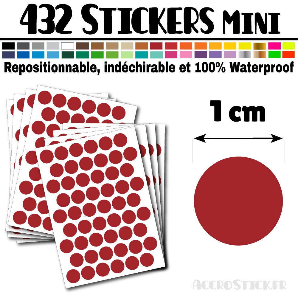432 Ronds 1 cm - Stickers mini gommettes 432 Ronds 1 cm - Stickers mini gommettes