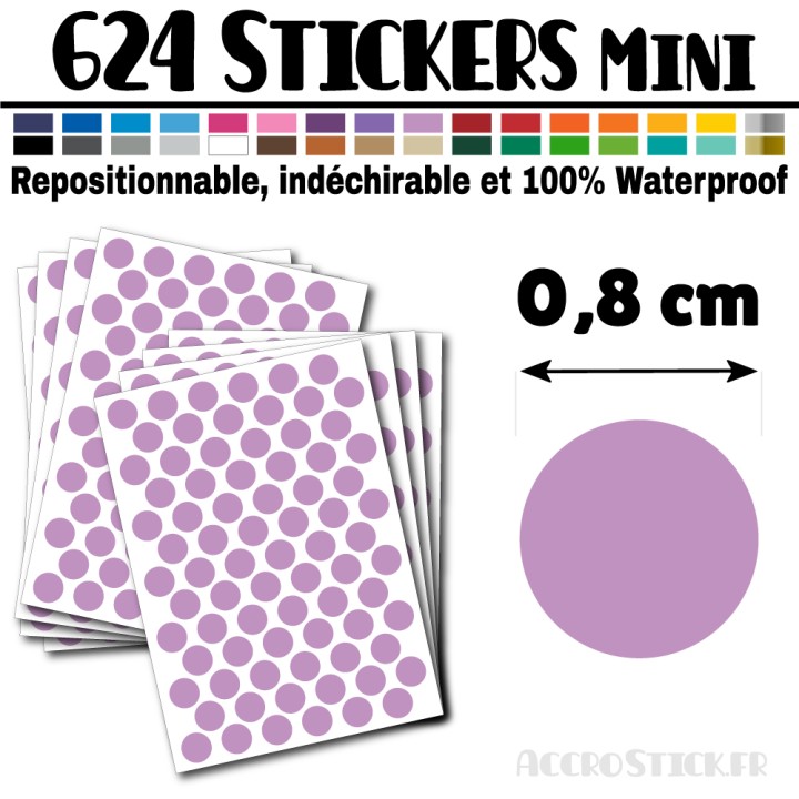 624 Ronds 0,8 cm - Stickers mini gommettes
