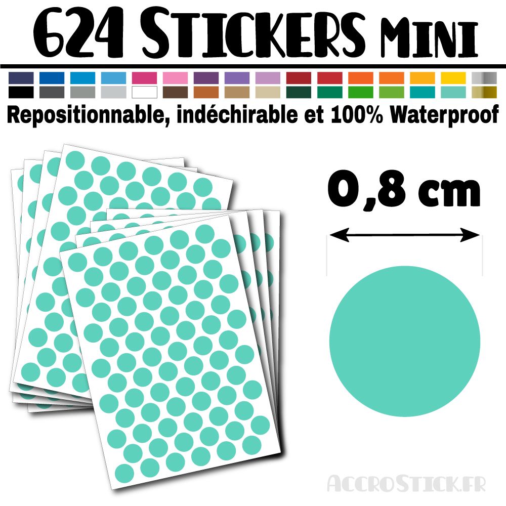 624 Ronds 0,8 cm - Stickers mini gommettes 624 Ronds 0,8 cm - Stickers mini gommettes