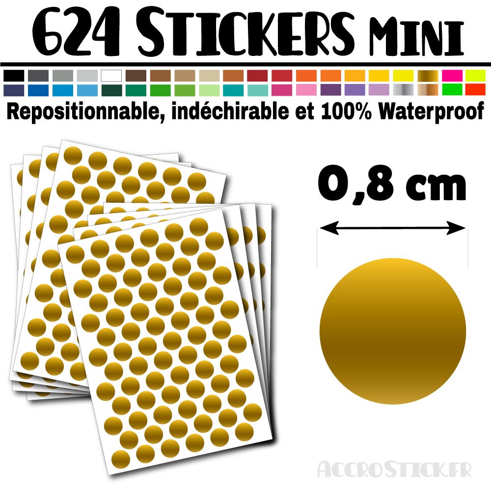 624 Ronds 0,8 cm - Stickers mini gommettes 624 Ronds 0,8 cm - Stickers mini gommettes