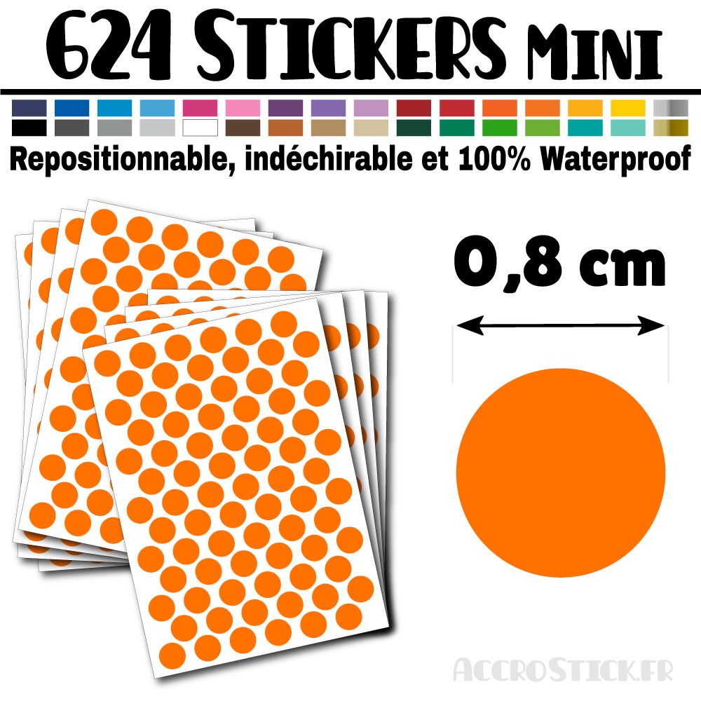 624 Ronds 0,8 cm - Stickers mini gommettes 624 Ronds 0,8 cm - Stickers mini gommettes