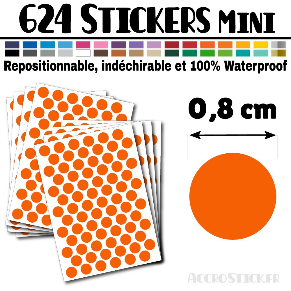 624 Ronds 0,8 cm - Stickers mini gommettes 624 Ronds 0,8 cm - Stickers mini gommettes