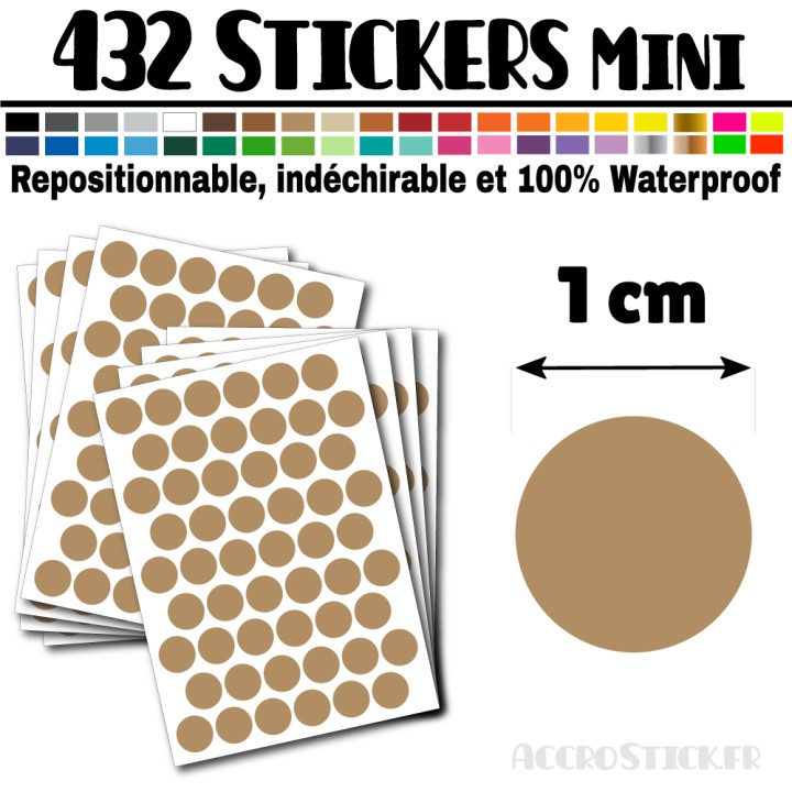 432 Ronds 1 cm - Stickers mini gommettes