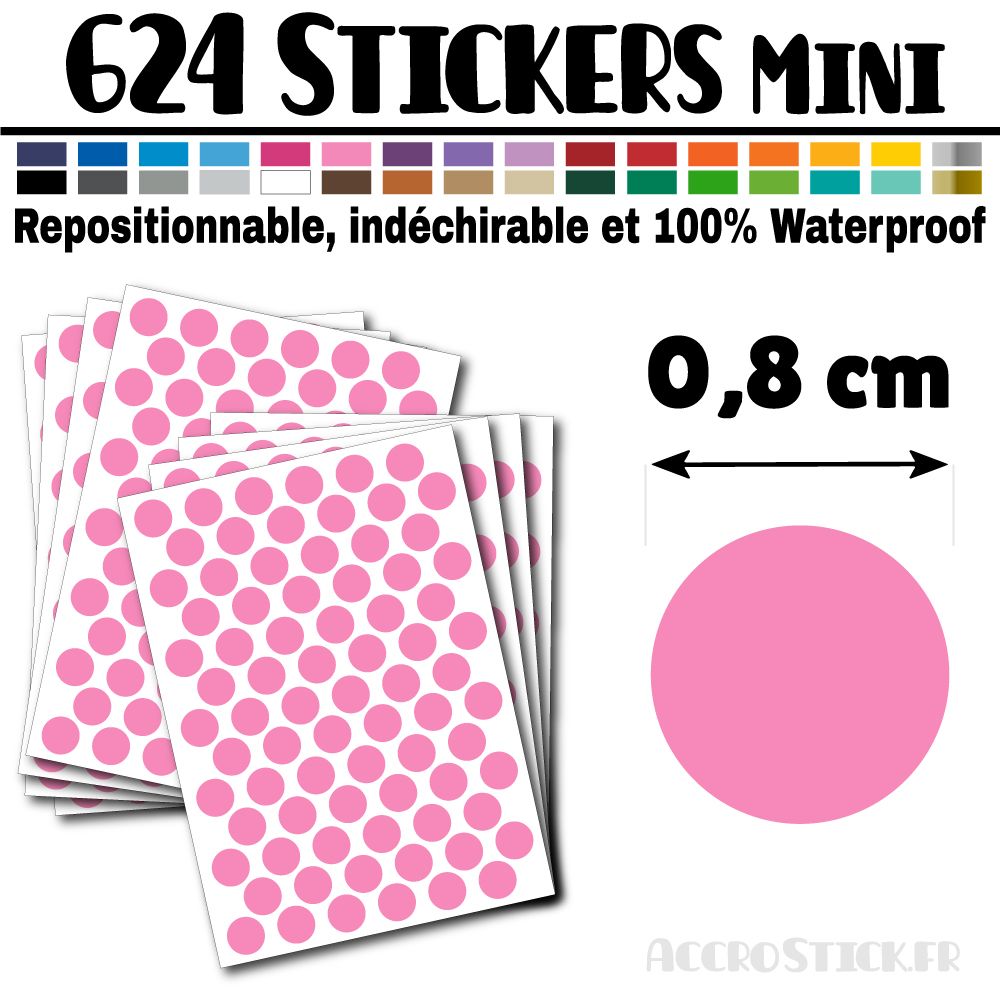 624 Ronds 0,8 cm - Stickers mini gommettes 624 Ronds 0,8 cm - Stickers mini gommettes