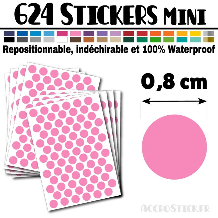 624 Ronds 0,8 cm - Stickers mini gommettes