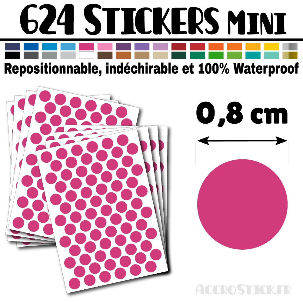 624 Ronds 0,8 cm - Stickers mini gommettes 624 Ronds 0,8 cm - Stickers mini gommettes