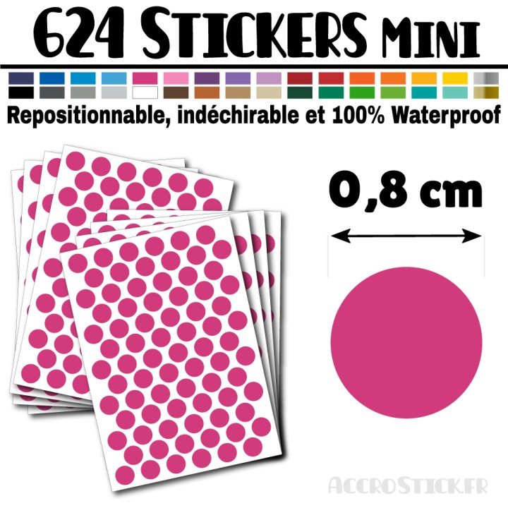 624 Ronds 0,8 cm - Stickers mini gommettes