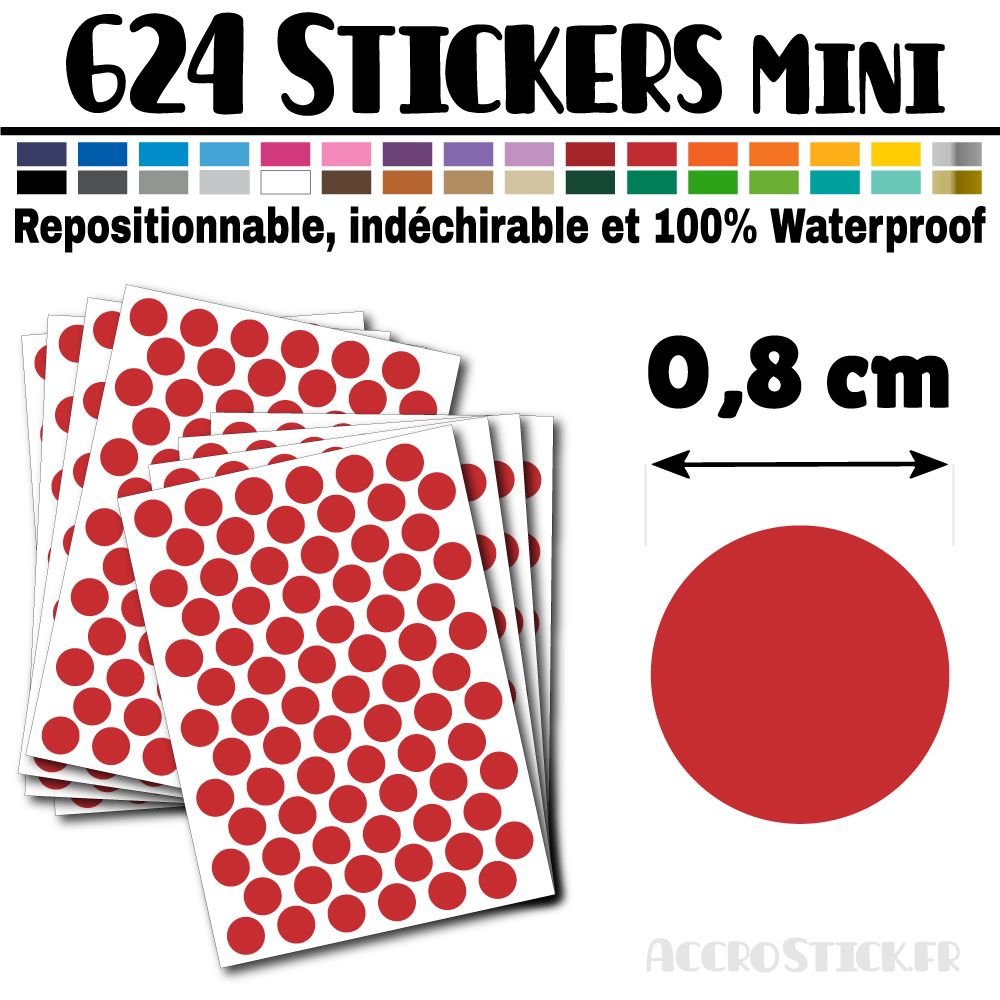 624 Ronds 0,8 cm - Stickers mini gommettes 624 Ronds 0,8 cm - Stickers mini gommettes