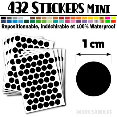 328 Ronds 1,2 cm - Stickers mini gommettes Couleur Noir