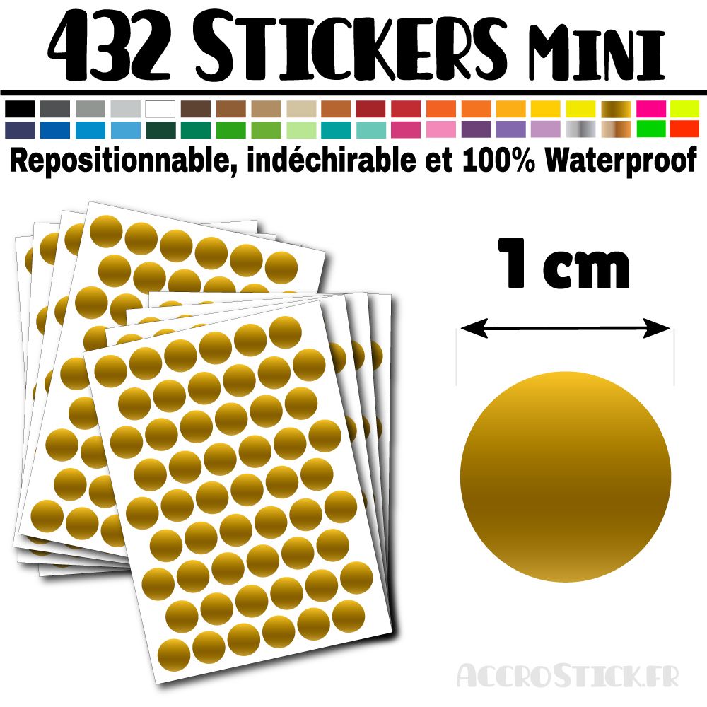 432 Ronds 1 cm - Stickers mini gommettes 432 Ronds 1 cm - Stickers mini gommettes