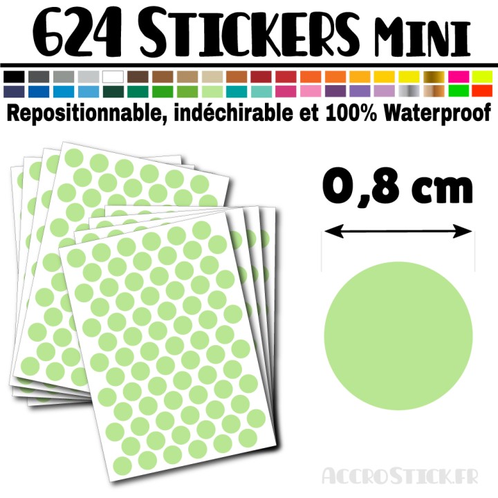 624 Ronds 0,8 cm - Stickers mini gommettes