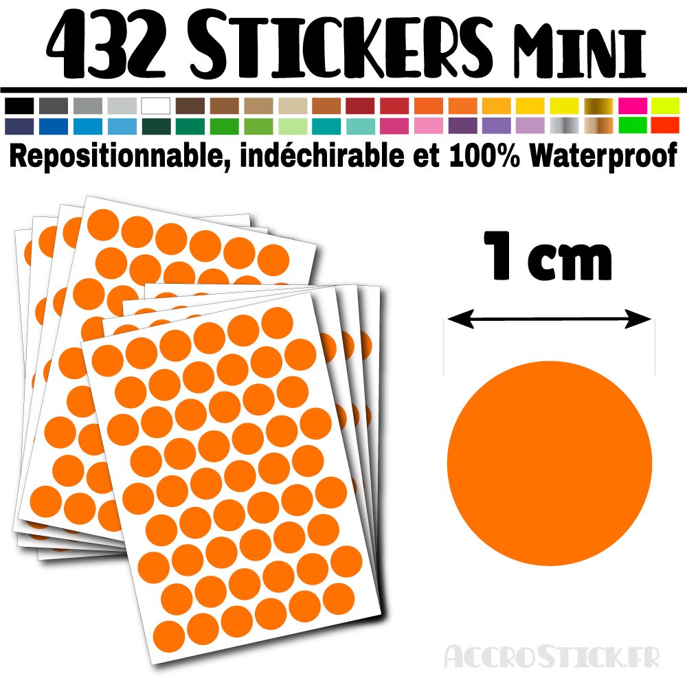 432 Ronds 1 cm - Stickers mini gommettes 432 Ronds 1 cm - Stickers mini gommettes