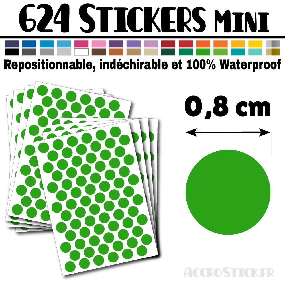 624 Ronds 0,8 cm - Stickers mini gommettes 624 Ronds 0,8 cm - Stickers mini gommettes