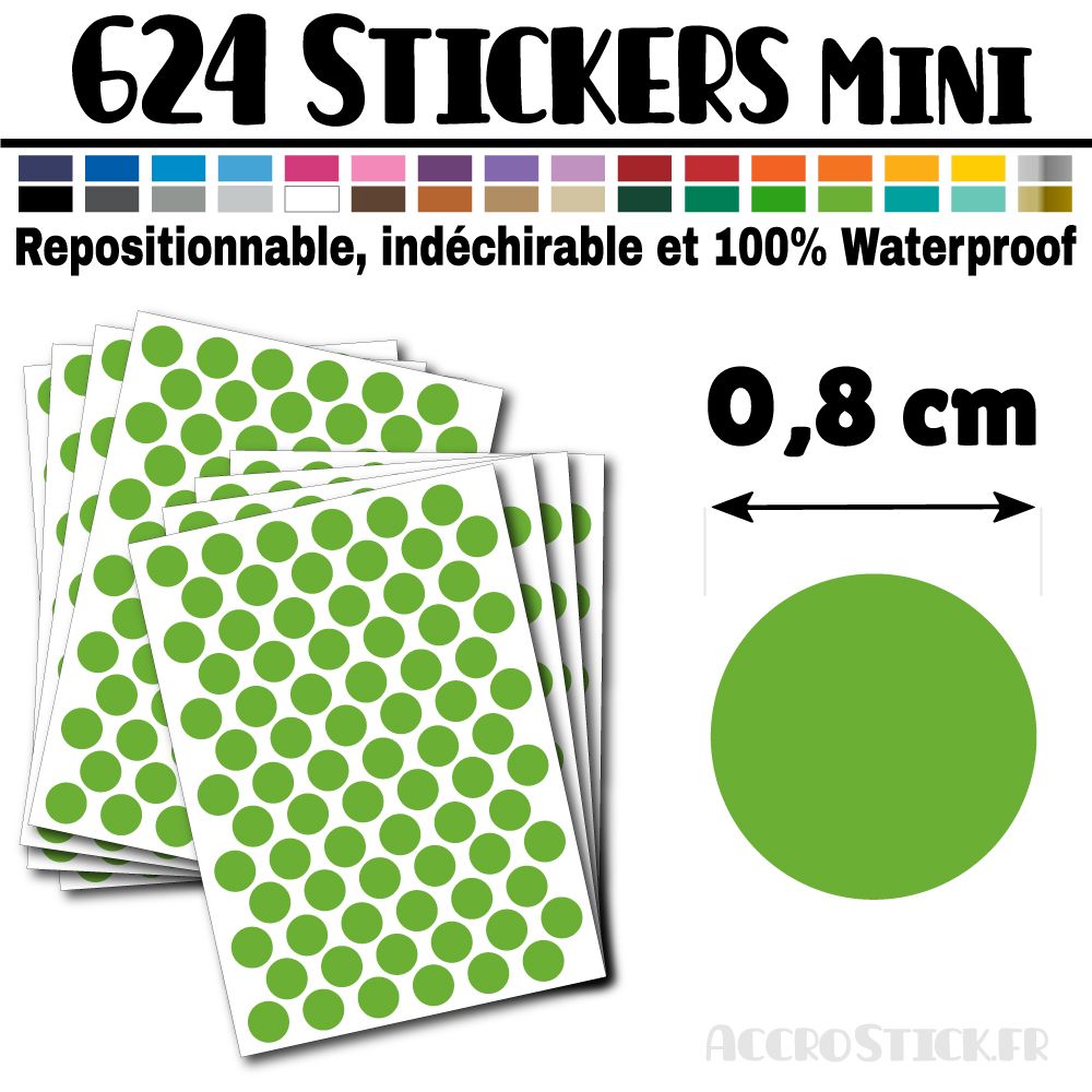 624 Ronds 0,8 cm - Stickers mini gommettes 624 Ronds 0,8 cm - Stickers mini gommettes